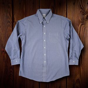Brooks Brothers Regent Size 17 Original Polo Shirt Supima Navy Blue Gingham